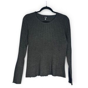 Eileen Fisher Womens Gray 100% Wool Ribbed Knit Long Sleeve Quiet Luxury Sweater